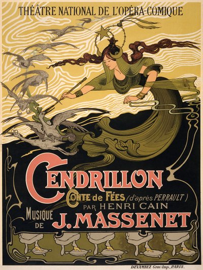 Plakat für die Oper Aschenputtel von Jules Massenet von Émile Bertrand