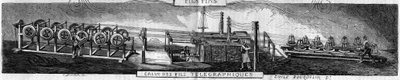 Galvanisierung von Eisen und Telegrafendrähten in der Grenelle-Fabrik durch die Franche-Comté-Schmiedegesellschaft. Gravur von Emile Bourdelin in „The Illustrous World“ Nr. 93 vom 22. Januar von Emile Bourdelin