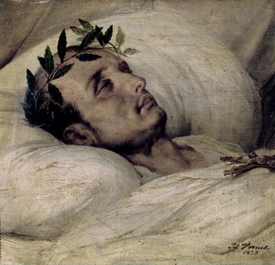 Napoleon I. (1769-1821) auf seinem Sterbebett von Emile Jean Horace Vernet