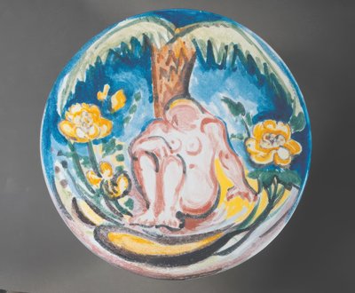Fauve Design von weiblichem Akt unter Palme von Emile Othon Friesz