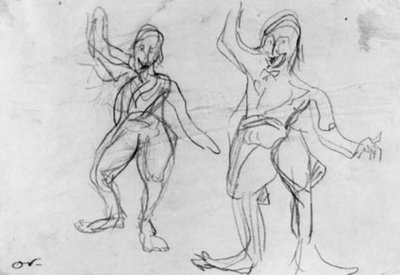Zwei Skizzen eines tanzenden Clowns, Gork von Emile Othon Friesz