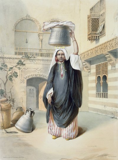 Junge arabische Mädchen kehren aus dem Hammam in Kairo zurück, Illustration aus 