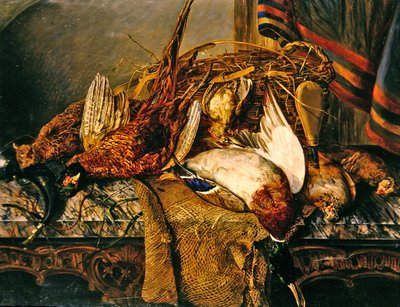 Stillleben mit Fasanen auf einem Marmortisch von Emily Stannard
