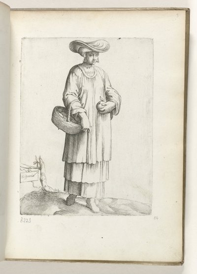 Frau mit Korb in spanischer Kleidung, ca. 1550 von Enea Vico