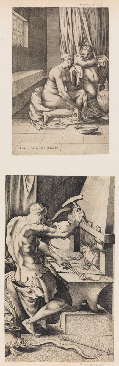 Venus bei ihrer Toilette und Vulkan bei seiner Schmiede, ca. 1546 von Enea Vico