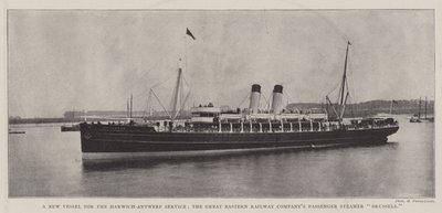 Ein neues Schiff für den Harwich-Antwerpen-Dienst, der Passagierdampfer Brüssel der Great Eastern Railway Company von English Photographer