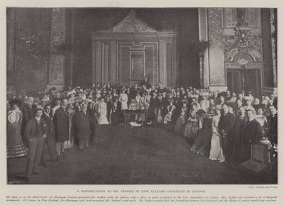 Eine Präsentation an Mr. Seddon von neuseeländischen Kolonisten in London von English Photographer