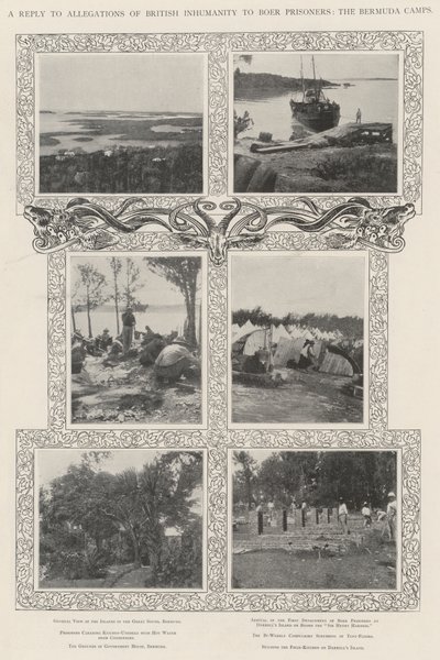 Eine Antwort auf Vorwürfe britischer Unmenschlichkeit gegenüber Buren-Gefangenen, die Bermuda-Lager von English Photographer
