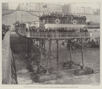 Eine Seereise per Bahn, die neue elektrische Eisenbahn zwischen Brighton und Rottingdean von English Photographer