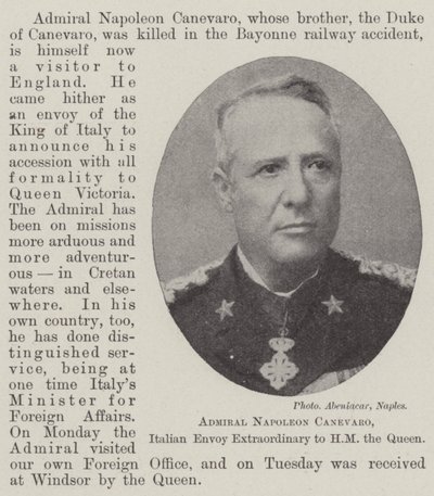 Admiral Napoleon Canevaro, italienischer außerordentlicher Gesandter bei Ihrer Majestät der Königin von English Photographer