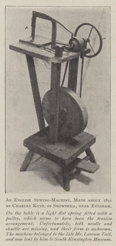 Eine englische Nähmaschine, um 1842 von Charles Kyte aus Snowshill bei Evesham hergestellt von English Photographer