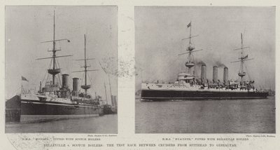 Belleville gegen Scotch Boilers, das Test-Rennen zwischen Kreuzern von Spithead nach Gibraltar von English Photographer