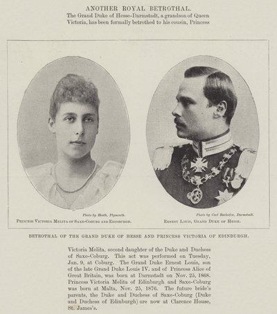 Verlobung des Großherzogs von Hessen und Prinzessin Victoria von Edinburgh von English Photographer