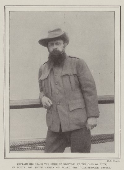 Kapitän Seine Gnaden der Herzog von Norfolk, auf dem Weg nach Südafrika an Bord der Carisbrooke Castle von English Photographer