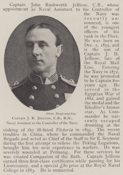 Kapitän J. R. Jellicoe, CB, RN, Marineassistent des Kontrolleurs der Marine von English Photographer