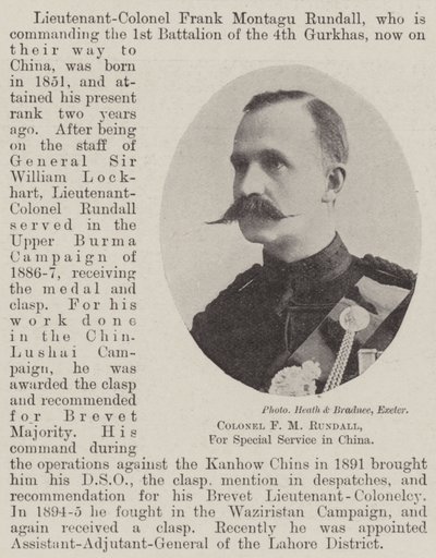 Oberst F M Rundall, für Sonderdienst in China von English Photographer