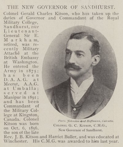 Oberst G C Kitson, CMG, neuer Gouverneur von Sandhurst von English Photographer