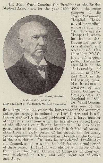 Dr. J. Ward Cousins, neuer Präsident der British Medical Association von English Photographer