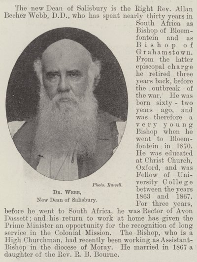 Dr. Webb, neuer Dekan von Salisbury von English Photographer