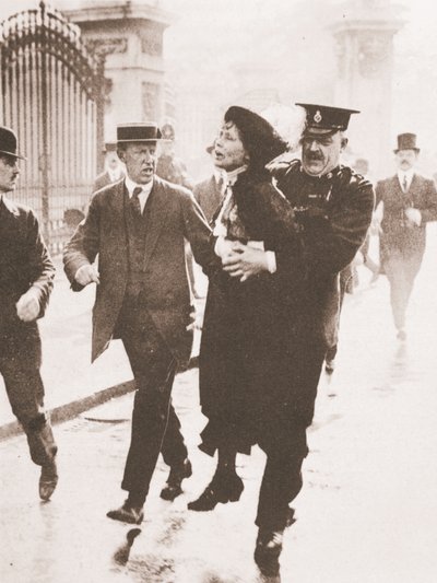 Emmeline Pankhursts Verhaftung vor dem Buckingham Palace, als sie versuchte, den König zu petitionieren, 21. Mai 1914 von English Photographer