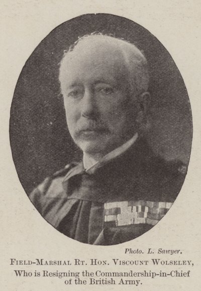 Feldmarschall der ehrenwerte Viscount Wolseley, der das Kommando der britischen Armee niederlegt von English Photographer
