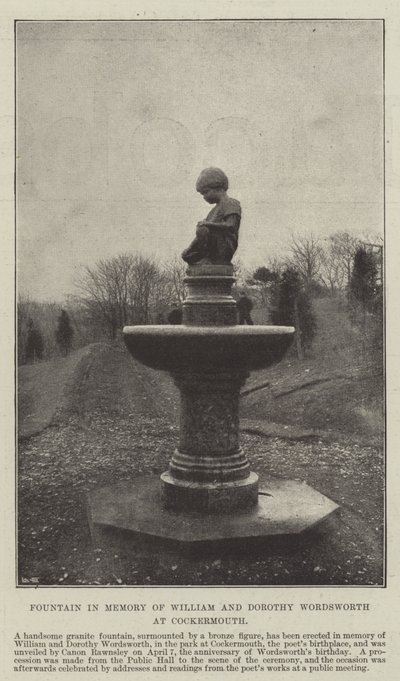 Brunnen zum Gedenken an William und Dorothy Wordsworth in Cockermouth von English Photographer