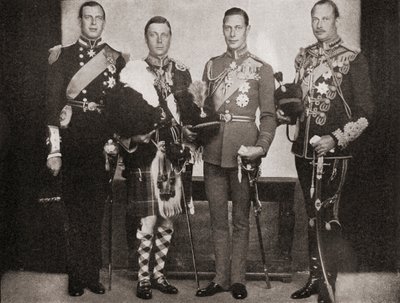 Vier der fünf Söhne von König George V, von links nach rechts, Prinz George, Herzog von Kent, König Edward VIII, später Herzog von Windsor, Prinz Albert, Herzog von York, später König George VI, Prinz Henry, Herzog von English Photographer