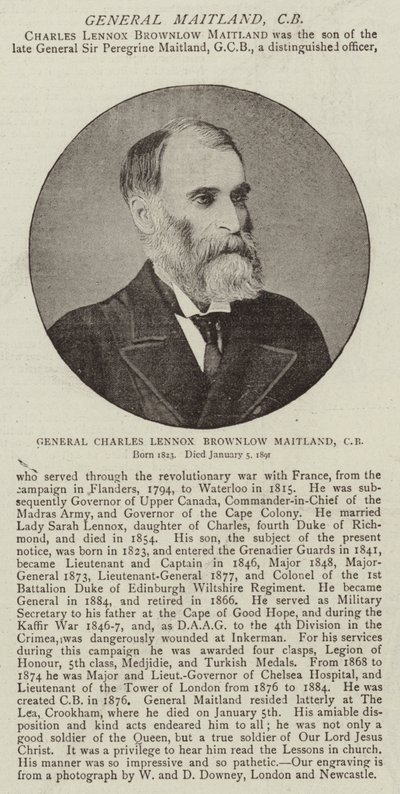 General Charles Lennox Brownlow Maitland, CB von English Photographer