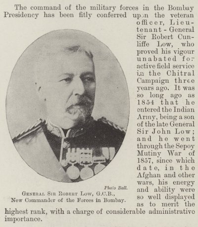 General Sir Robert Low, GCB, neuer Kommandeur der Streitkräfte in Bombay von English Photographer