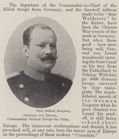 General von Lessel, Kommandant der deutschen Truppen für China von English Photographer