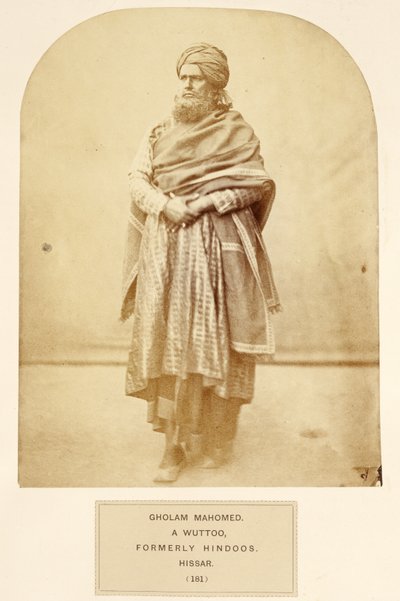 Gholam Mahomed, ein Wuttoo, ehemals Hindus, Hissar, aus The People of India, von J. Forbes Watson, veröffentlicht 1868 von English Photographer