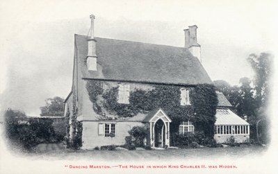 Haus im Dorf Long Marston, Gloucestershire, wo König Karl II. nach seiner Flucht nach der Niederlage seiner Armee in der Schlacht von Worcester versteckt wurde von English Photographer