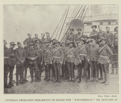 Imperial Yeomanry gehen an Bord der Winifredian am 28. Januar von English Photographer