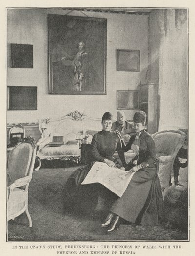 Im Arbeitszimmer des Zaren, Fredensborg, die Prinzessin von Wales mit dem Kaiser und der Kaiserin von Russland von English Photographer