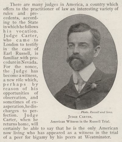 Richter Carter, amerikanischer Zeuge im Russell-Prozess von English Photographer