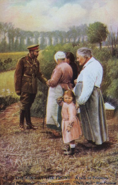 König George V spricht mit französischen Bauern während des Ersten Weltkriegs von English Photographer