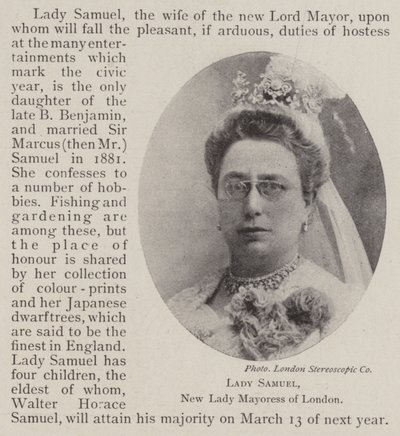 Lady Samuel, neue Lady Mayoress von London von English Photographer