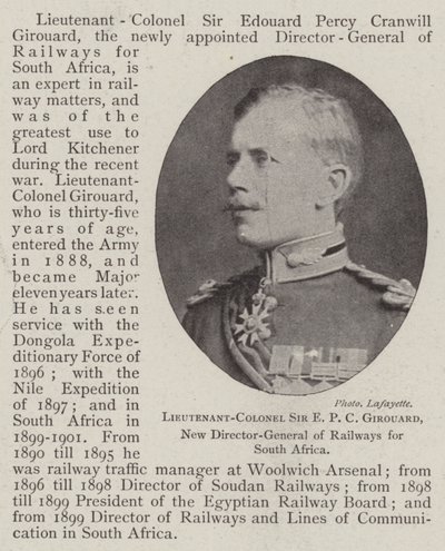 Oberstleutnant Sir E. P. C. Girouard, neuer Generaldirektor der Eisenbahnen für Südafrika von English Photographer