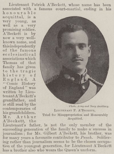Leutnant P ABeckett, wegen Unterschlagung angeklagt und ehrenhaft freigesprochen von English Photographer