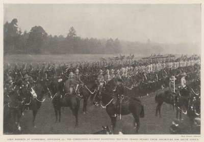 Lord Roberts in Aldershot, 25. November, der Oberbefehlshaber inspiziert berittene Truppen vor ihrer Abreise nach Südafrika von English Photographer