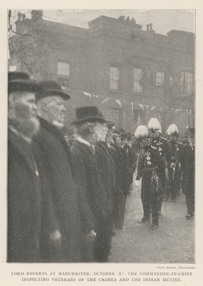 Lord Roberts in Manchester, 9. Oktober, der Oberbefehlshaber inspiziert Veteranen des Krimkriegs und des indischen Aufstands von English Photographer
