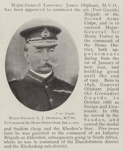 Generalmajor L. J. Oliphant, MVO, ab 1. Januar 1903 Kommandant des Heimatbezirks von English Photographer