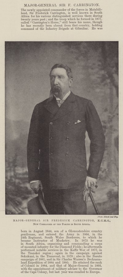 Generalmajor Sir Frederick Carrington, KCMG, neuer Kommandeur der Streitkräfte in Südafrika von English Photographer