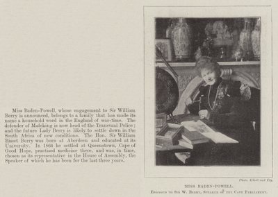 Miss Baden-Powell, verlobt mit Sir W Berry, Sprecher des Kap-Parlaments von English Photographer