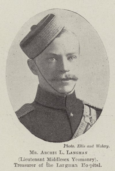 Herr Archie L Langman, Leutnant der Middlesex Yeomanry, Schatzmeister des Langman-Hospitals von English Photographer