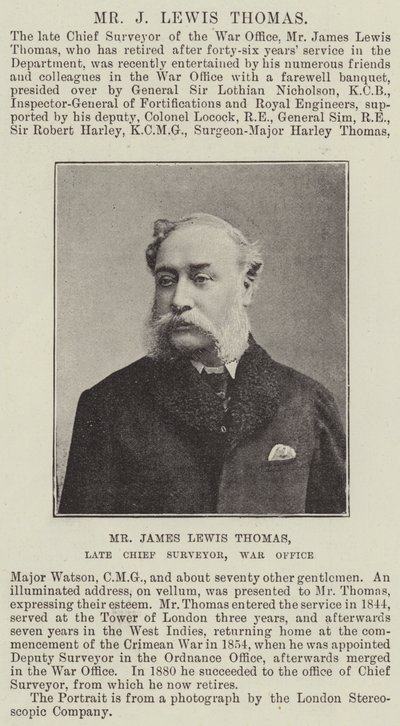Herr James Lewis Thomas, verstorbener Chefvermesser, Kriegsministerium von English Photographer