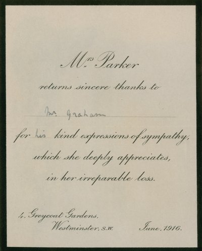 Mrs Parker bedankt sich herzlich bei Mr Graham von English Photographer