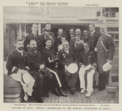 Offiziere der HMS Melita von den russischen Behörden in Odessa empfangen von English Photographer