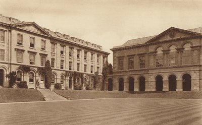 Oxford: Worcester College, Die Bibliothek des 18. Jahrhunderts und die Nordseite des Quadrangles von English Photographer
