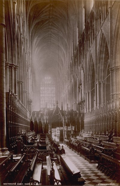 Postkarte mit einem Bild des Chors in der Westminster Abbey von English Photographer